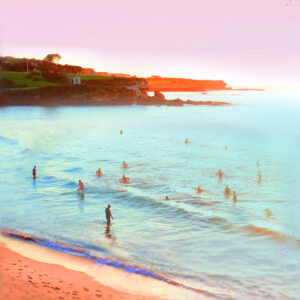 Coogee looking north | Inkjet and enamel on watercolour paper | 1025mm X 1025mm framed | Edition 1/10 - $1850
